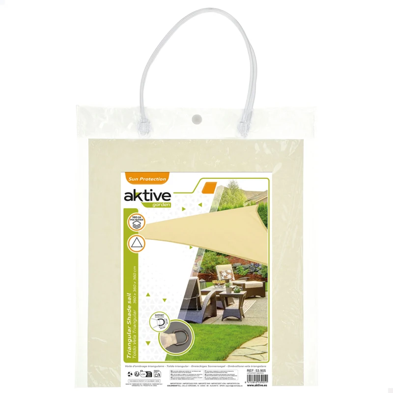 Toldo Vela Triangular Aktive Garden, 360x360x360 Cm, Crema