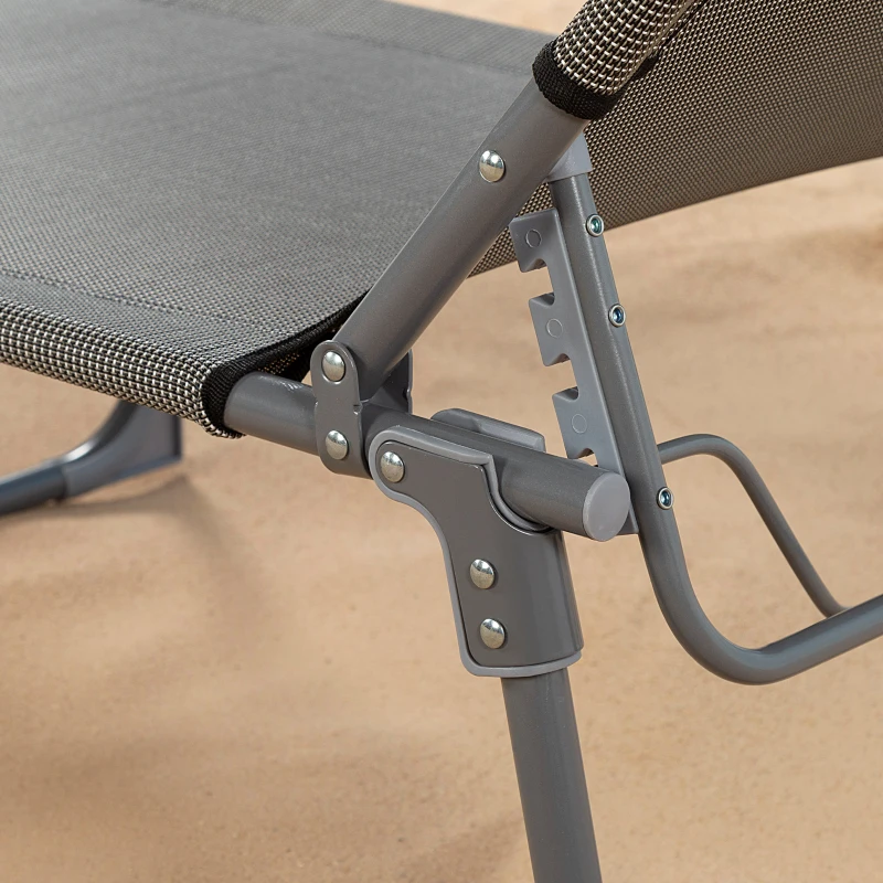 Tumbona Plegable de Playa con Parasol y Cojín Acolchado, 193x53x30 Cm, Gris