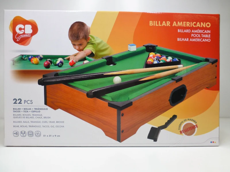Mesa de Billar Sobremesa Portátil de Madera CB Games, 51x31x9 Cm, Verde