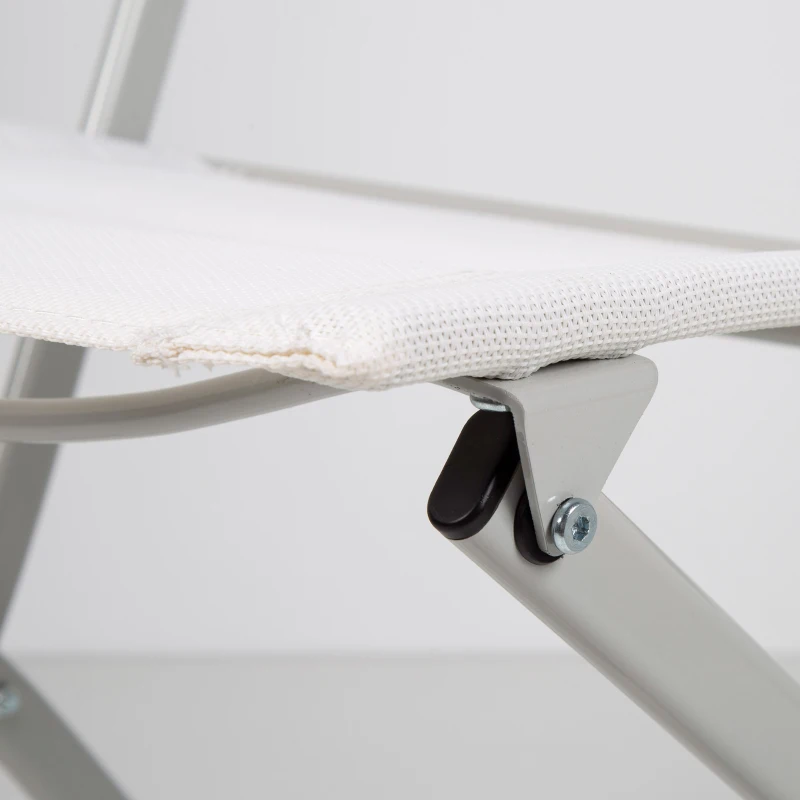 Silla Plegable Jardín Textileno Reforzado, 46x55x81 Cm, Blanco