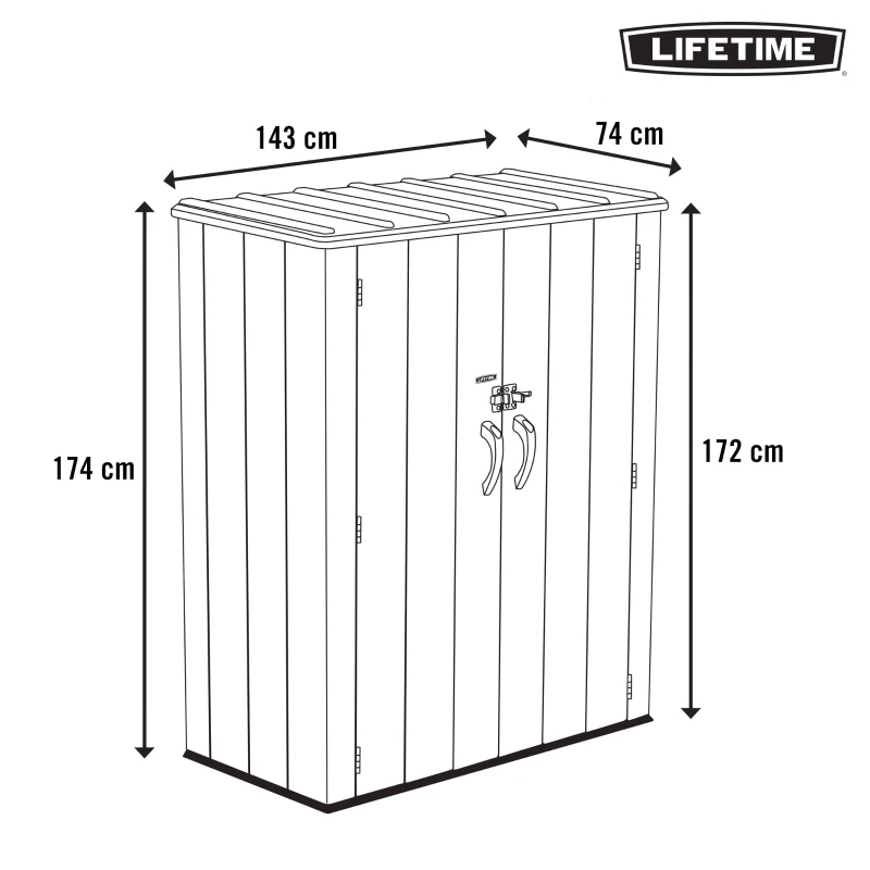 Armario Exterior Vertical Rough Cut™ de 1445 Litros, 143x74x174 Cm, Marrón