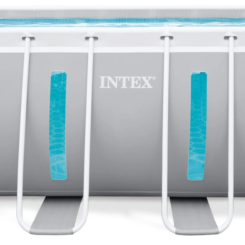 Piscina Desmontable Rectangular Clearview con Ventanas y Depuradora, 400x200x122 Cm, Gris Claro