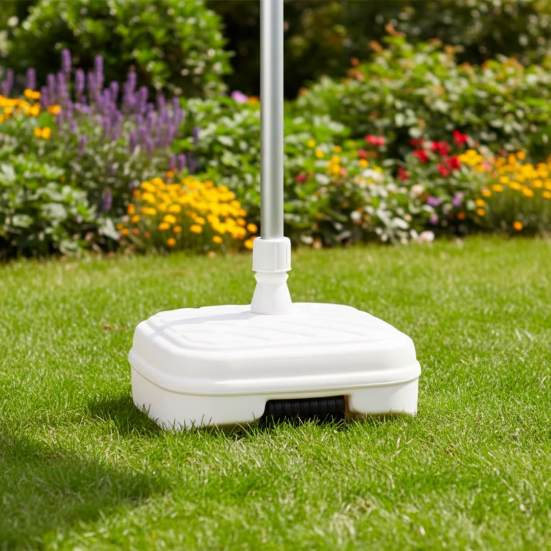 Base para Sombrilla Cuadrada con Rosca Ajustable para Mástil 33-48 Mm, 56x56x40 Cm, Blanco