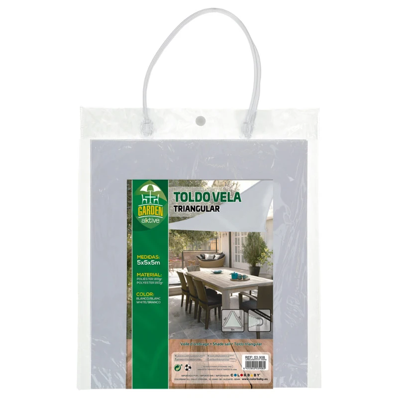 Toldo Vela Triangular Aktive Resistente 160 G/m², 500x500x500 Cm, Blanco