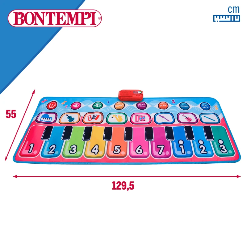 Alfombra Piano Infantil Interactiva 10 Teclas, 129,5x55x0,5 Cm, Multicolor