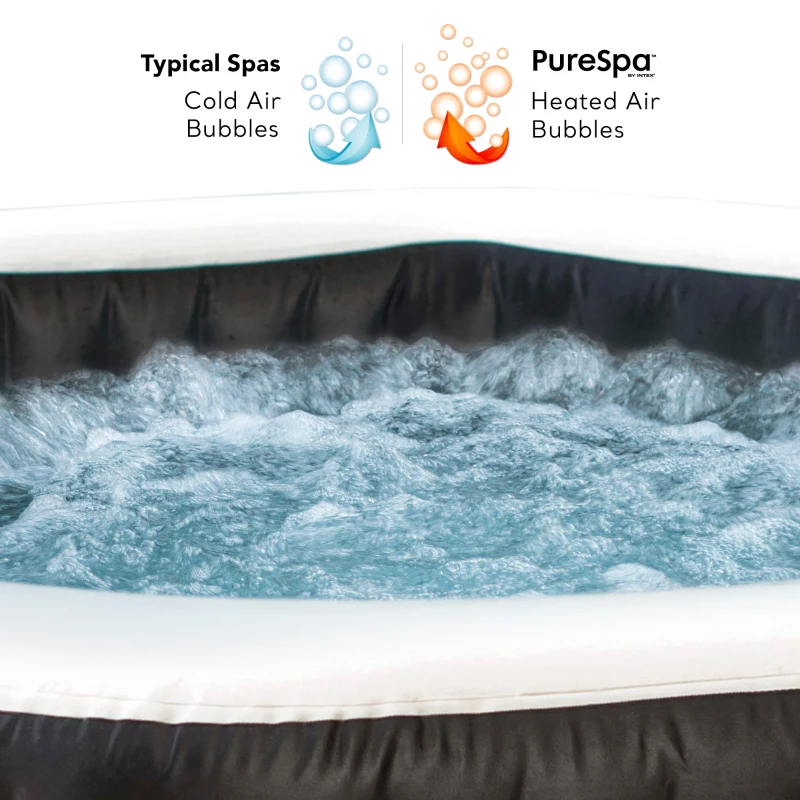 Spa Hinchable PureSpa Jet y Burbujas Deluxe 4 Personas, 201x201x71 Cm, Negro