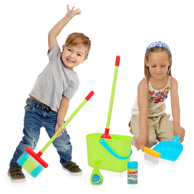 Set de Limpieza Infantil con 10 Accesorios, 25x10x66 Cm, Verde