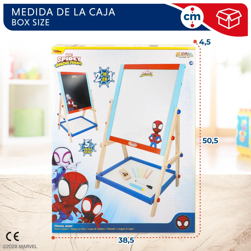 Pizarra Caballete Infantil Woomax 2 en 1 Doble Cara, 40x31,5x64,5 Cm, Multicolor