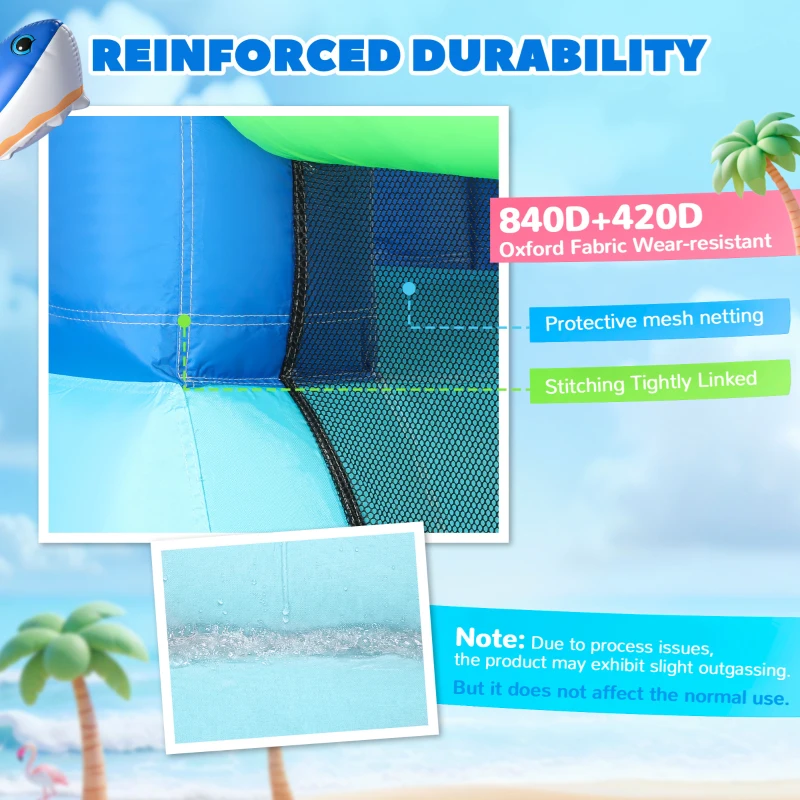 AIYAPLAY Inflatable Bouncy Castle for Kids, Sharks Theme Jumping Bounce House with Slide, Climbing Wall for Indoor Outdoor