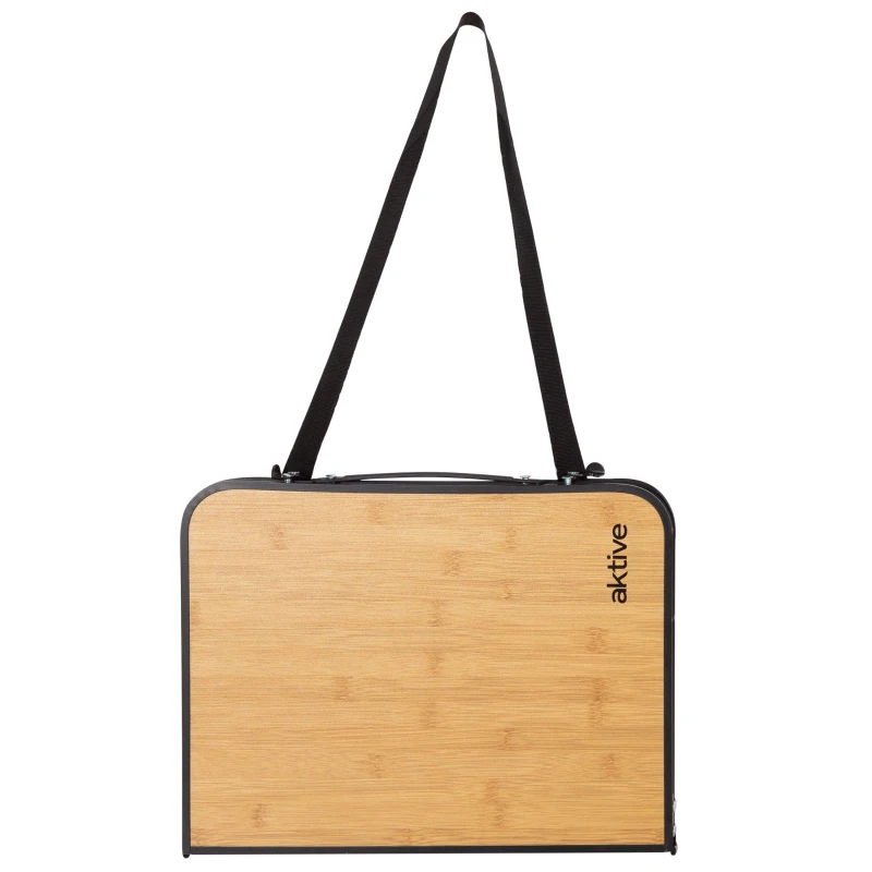 Mesa Plegable de Camping Efecto Bambú, 60x40x25 Cm, Madera