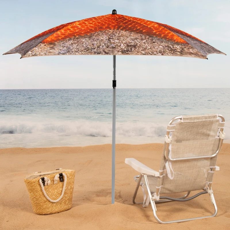 Sombrilla de Playa 8 Varillas Regulable Reclinable, 180x180x210 Cm, Multicolor