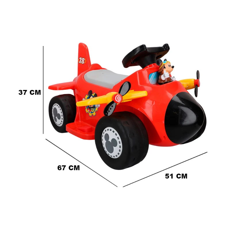 Correpasillos Avión Interactivo Mickey Batería 6V 68,5x44x41 Cm, Multicolor