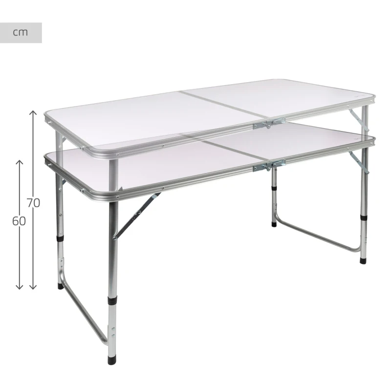 Mesa Plegable Regulable en Altura con 4 Taburetes, 120x60x60/70 Cm, Malva