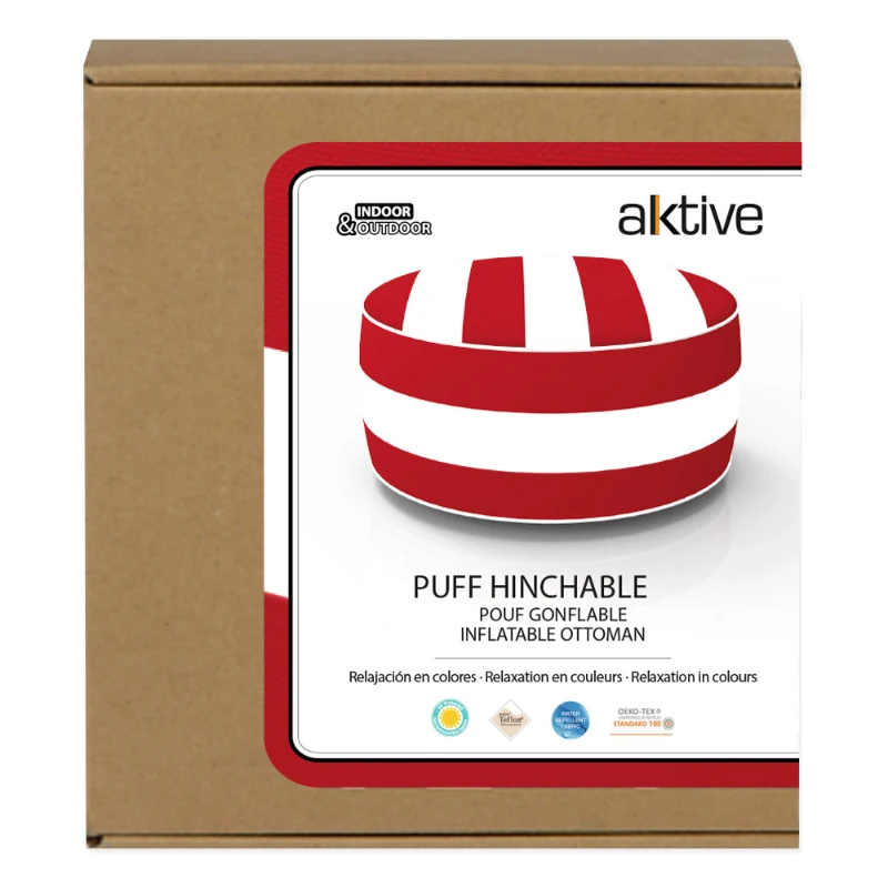 Puff Hinchable Ottoman Resistente al Agua Funda Extraíble, 53x53x23 Cm, Rojo