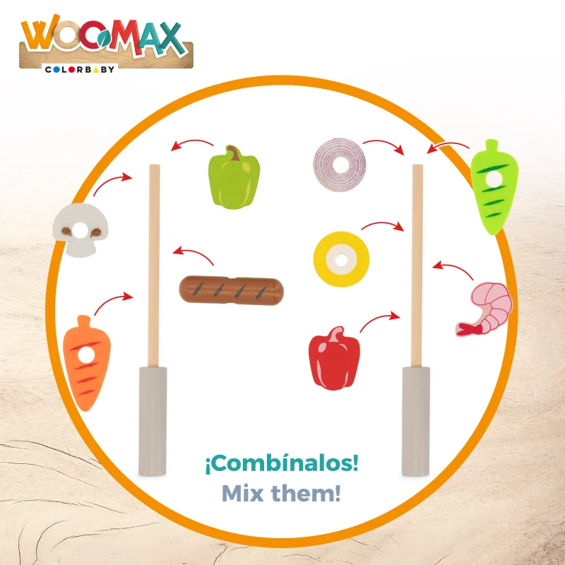 Barbacoa de Madera WOOMAX para Niños, 50,5x34x23,5 Cm, Madera Natural