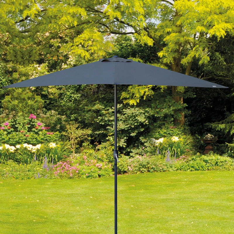 Parasol Rectangular con Mástil de Aluminio y Manivela, 200x300x245 Cm, Antracita
