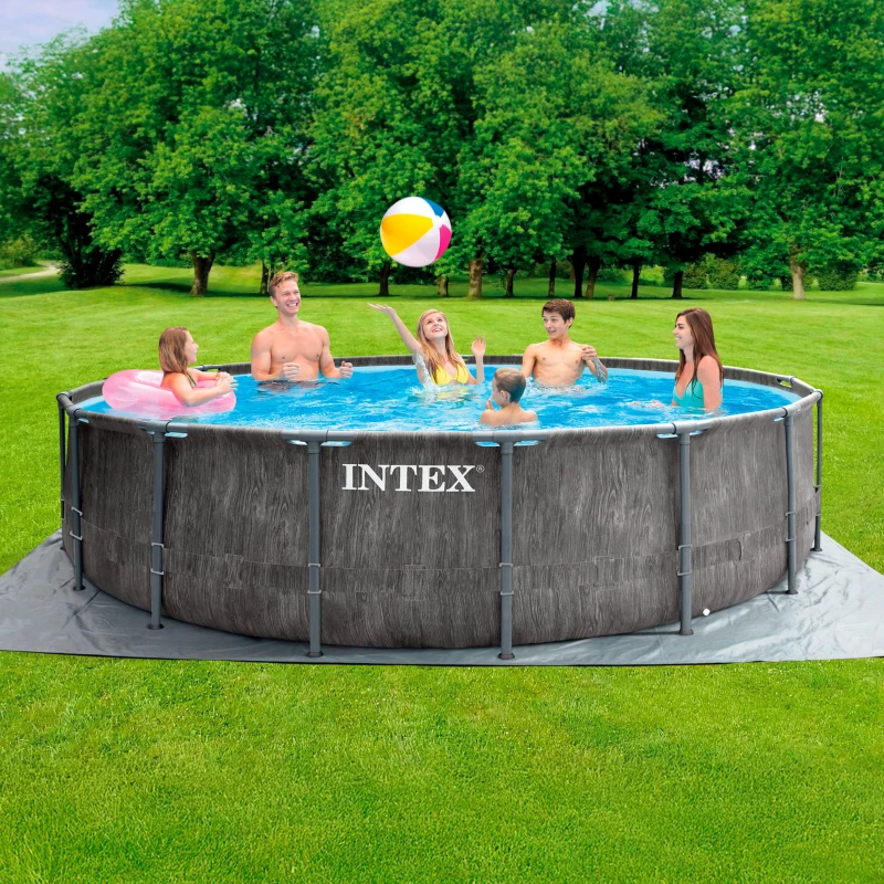 Piscina Desmontable Redonda Prisma Frame Greywood con Depuradora, 549x122 Cm, Gris