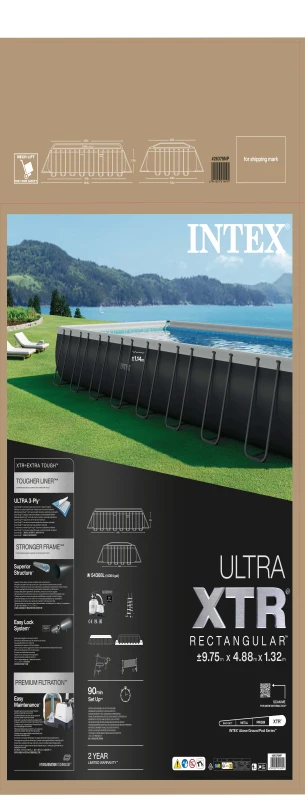 Piscina Desmontable INTEX Ultra XTR Frame con Depuradora y Clorador, 975x488x132 Cm, Gris