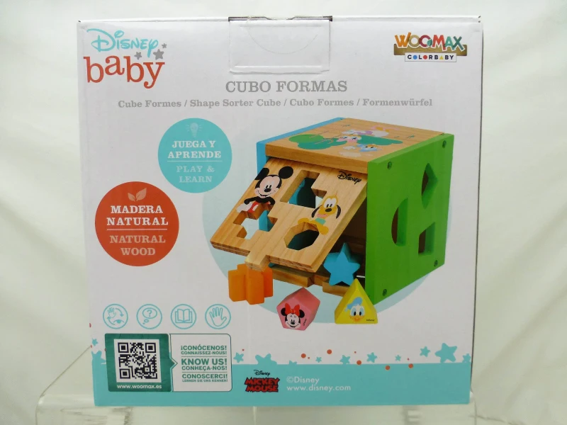 Cubo Encajable de Madera Disney, 13 Bloques, 15x15x15 Cm, Multicolor