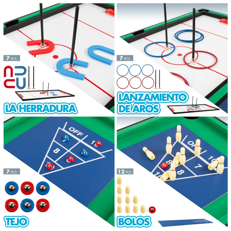 Mesa Multijuegos 12 en 1 con Billar y Futbolín, 104x57,5x69 Cm, Verde