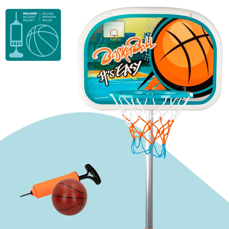 Canasta de Baloncesto Infantil Portátil Ajustable, 46,5x40x165 Cm, Negro