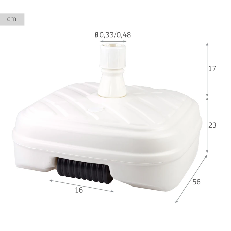 Base para Sombrilla Cuadrada con Rosca Ajustable para Mástil 33-48 Mm, 56x56x40 Cm, Blanco