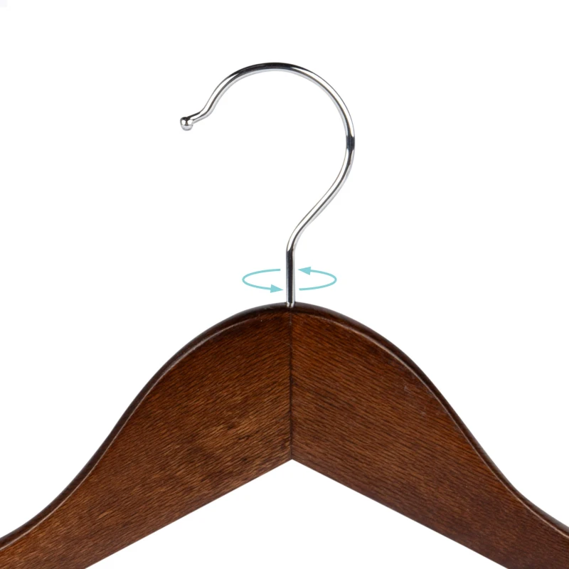 Perchas de Madera Pack 10 Antideslizantes, 44,5x23 Cm, Marrón Oscuro