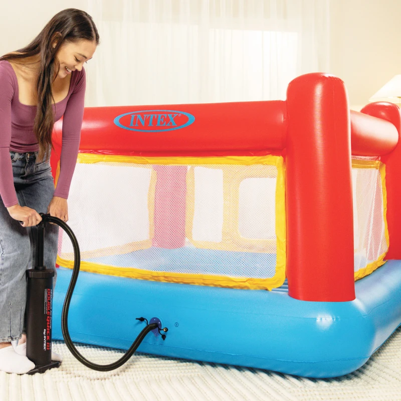 Saltador Hinchable Intex con Suelo Inflable y Red Reforzada, 174x174x112 Cm, Rojo, Amarillo y Azul