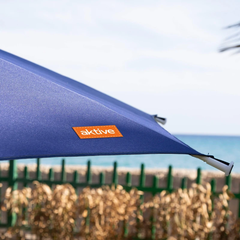 Sombrilla de Playa Aktive Antiviento Doble Techo 8 Varillas 280 Cm, Azul
