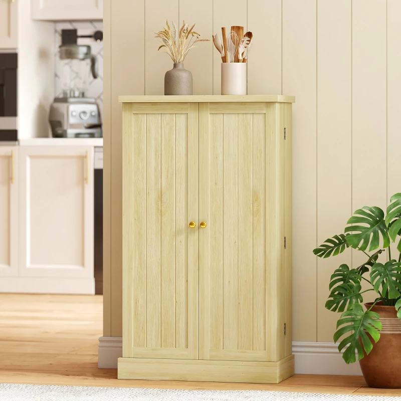 HOMCOM Dispensa 104 cm, 12 rastrelliere spezie, ripiani regolabili, legno naturale.