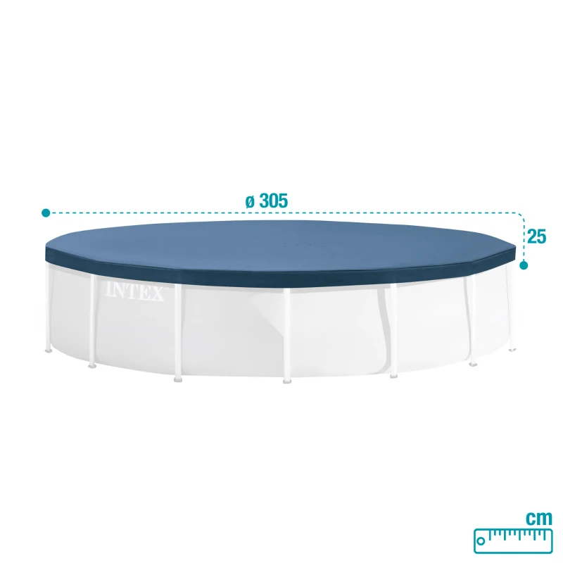 Cobertor Piscina Desmontable Intex para Metal y Prism Frame 305x305x25 Cm, Azul Marino