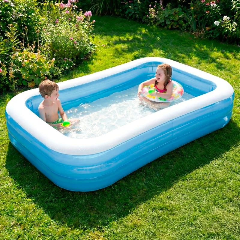 Piscina Hinchable Rectangular Intex 3 Cámaras, 305x183x56 Cm, Azul Turquesa