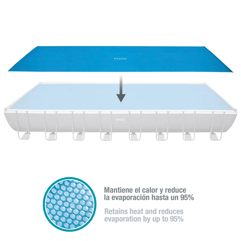 Cobertor Solar INTEX Compatible con Piscinas 732x366 Cm, Azul