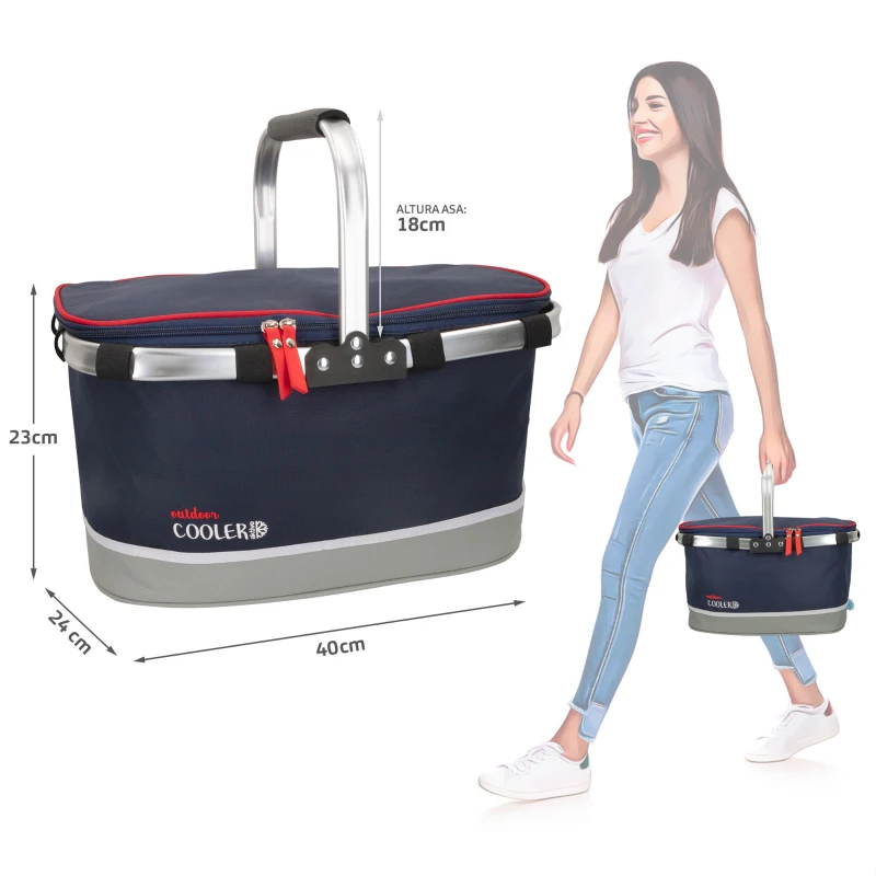 Bolsa Térmica Plegable Aktive 30 L, 40x24x23 Cm, Azul Oscuro