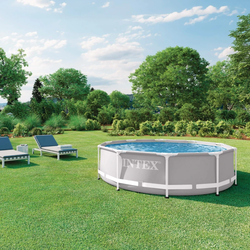 Piscina Desmontable Prisma Frame Intex con Estructura Metálica, 305x305x76 Cm, Gris
