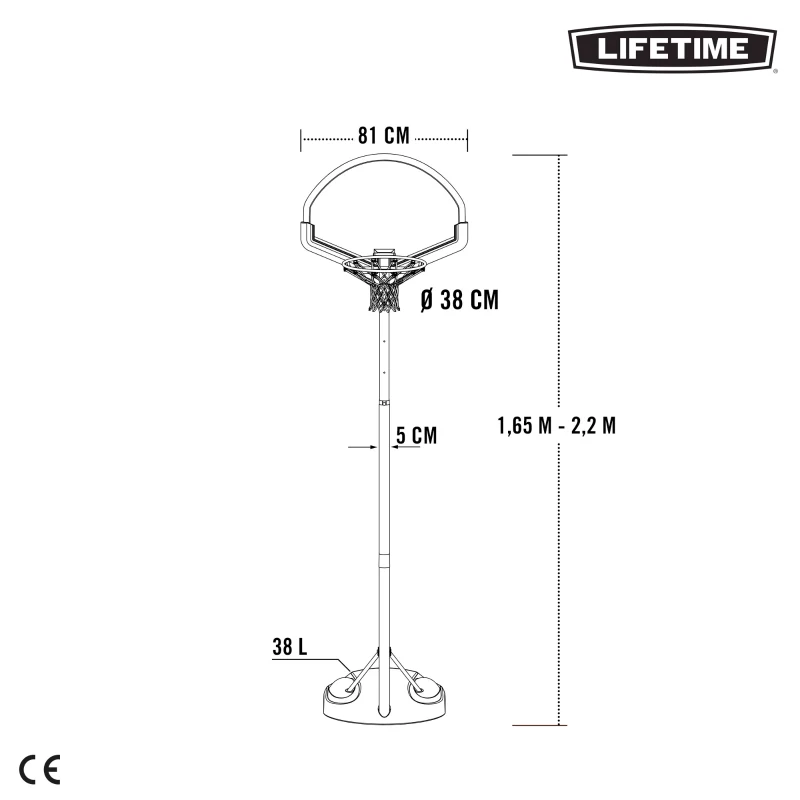 Canasta de Baloncesto Portátil Ultrarresistente 81x58x165-222 Cm, Negro y Naranja