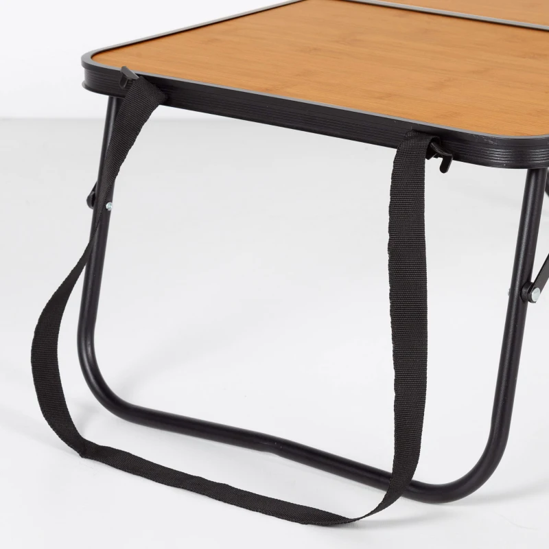Mesa Plegable de Camping Efecto Bambú, 60x40x25 Cm, Madera