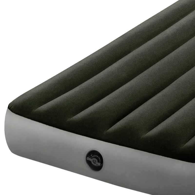Colchón Hinchable 1 Plaza con Bomba de Pie Fiber-Tech, 99x191x25 Cm, Gris