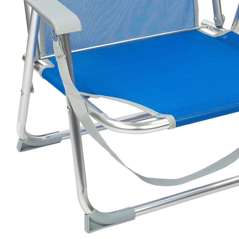 Silla Playa Baja Plegable Aktive Beach Respaldo Fijo, Aluminio y Textileno, 44x40x72 Cm, Azul