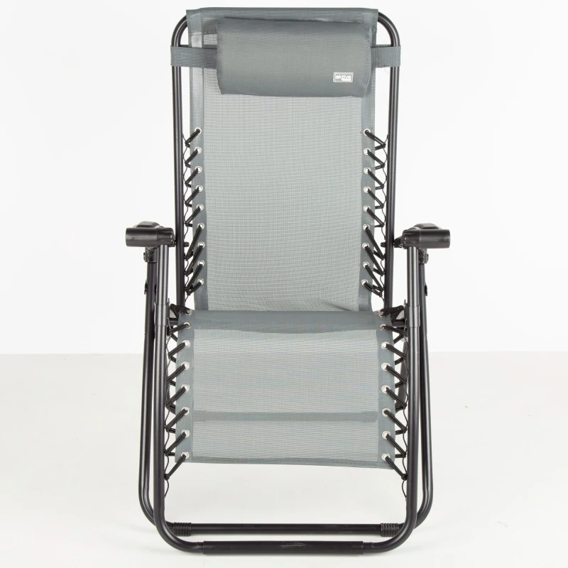 Silla Plegable Jardín Gravedad Cero 2 Posiciones, 86,5x13,5x67,0 Cm, Gris