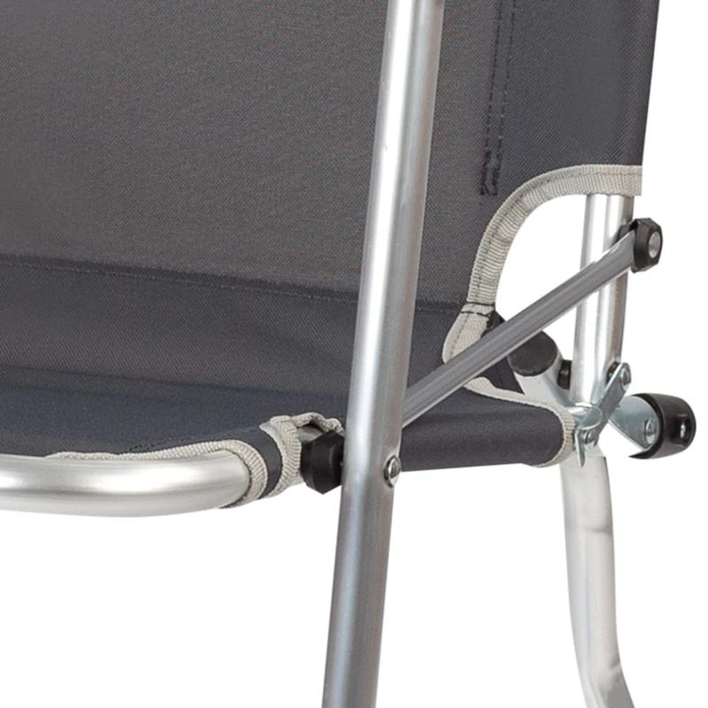 Silla Plegable Alta de Aluminio con Respaldo Fijo, 45x50x90 Cm, Gris Antracita