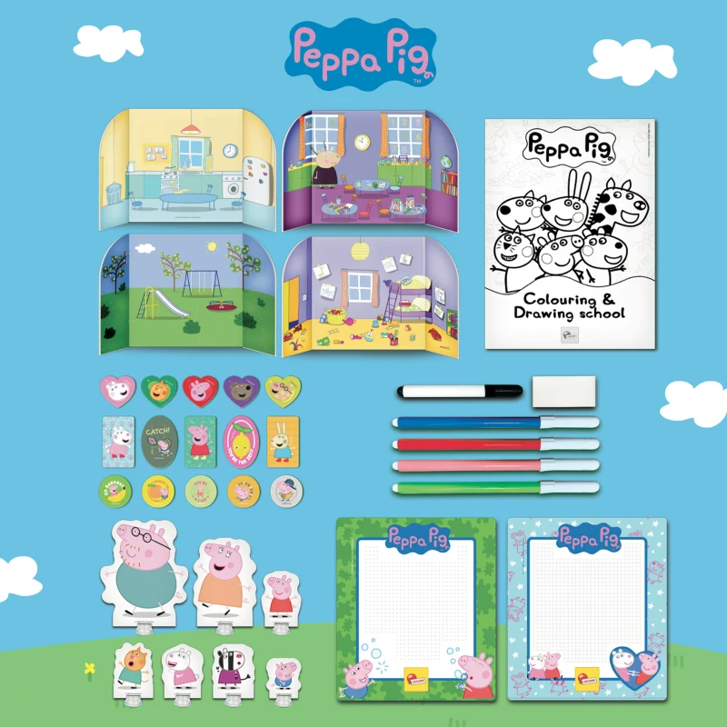 Mochila Infantil Peppa Pig Set Creativo con Pizarras y Figuras, 25x11x31 Cm, Azul