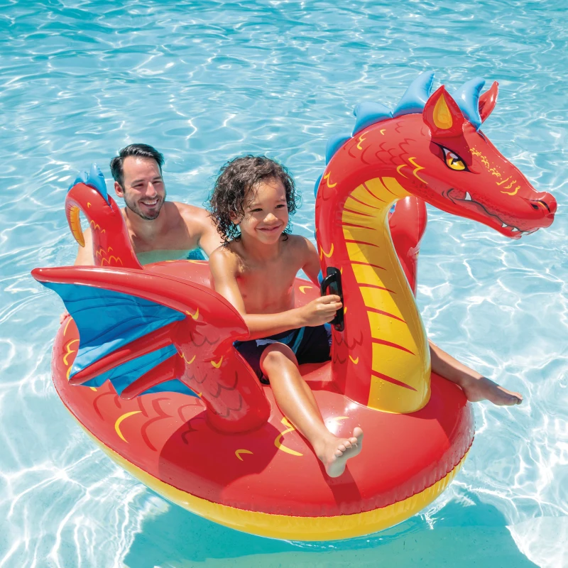 Flotador Hinchable Dragón Intex con Asas, 198x173 Cm, Multicolor