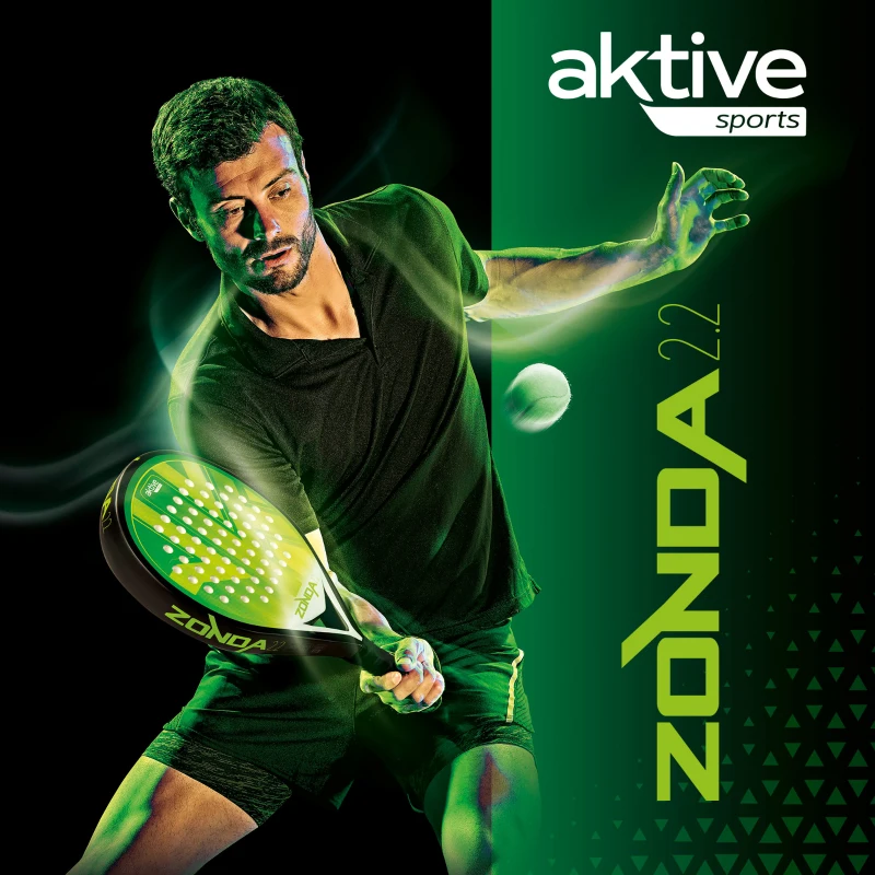 Pala de Pádel Aktive Zonda 2.2 Potencia-Control, 26x47x3,8 Cm, Verde y Negro