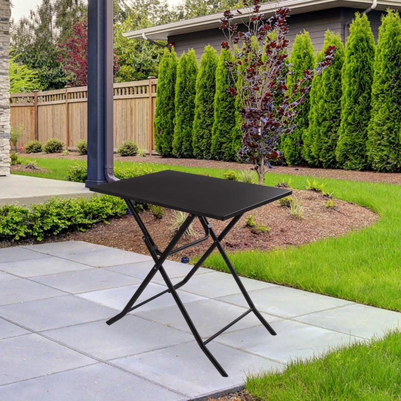 Mesa Cuadrada Plegable Aktive Estructura Metálica Resistente, 70x50x70 Cm, Negro