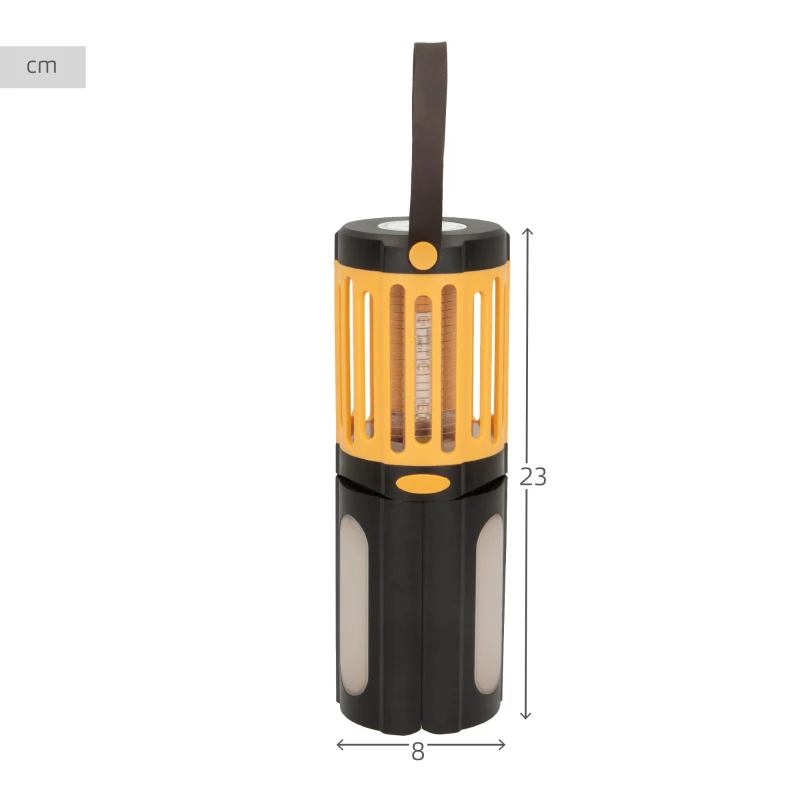 Lámpara Antimosquitos LED 2 en 1 Portátil 18 LED 45 Lúmenes 8x8x23 Cm, Amarillo y Negro