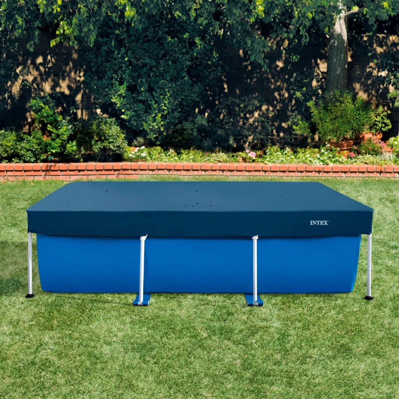 Cobertor Piscina Rectangular Vinilo Resistente con Drenaje, 270x163x20 Cm, Azul