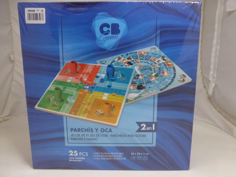 Juego Parchís y Oca de Madera Reversible 2 en 1, 27x5,3x27 Cm, Madera Natural