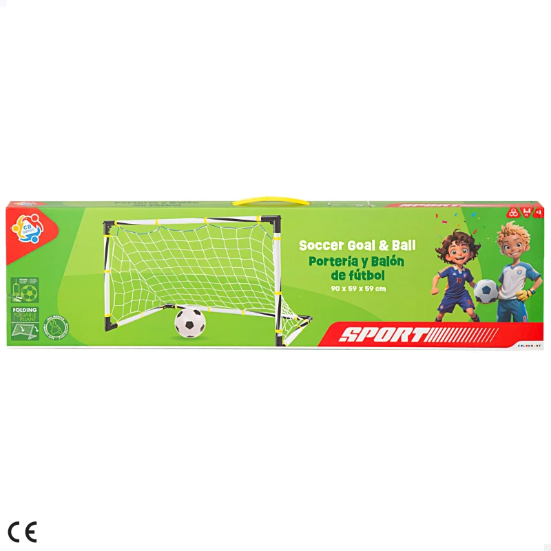 Portería de Fútbol Plegable con Accesorios, 90x59x59 Cm, Blanco