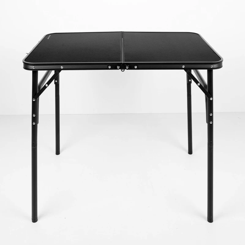 Mesa Plegable Camping Maletín Nivelable Antideslizante, 64x8x48,5 Cm, Negro